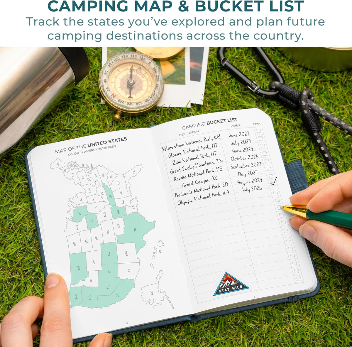 Clever Fox Camping Journal, RV Travel Log Book, 3.7" x 5.6" Deep Sea