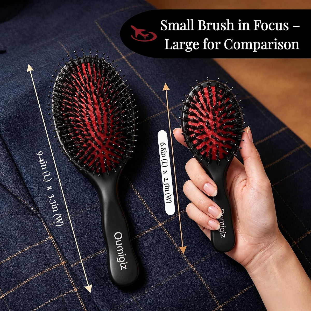 Small Boar Bristle Hair Brush British Craftsmanship Handmade