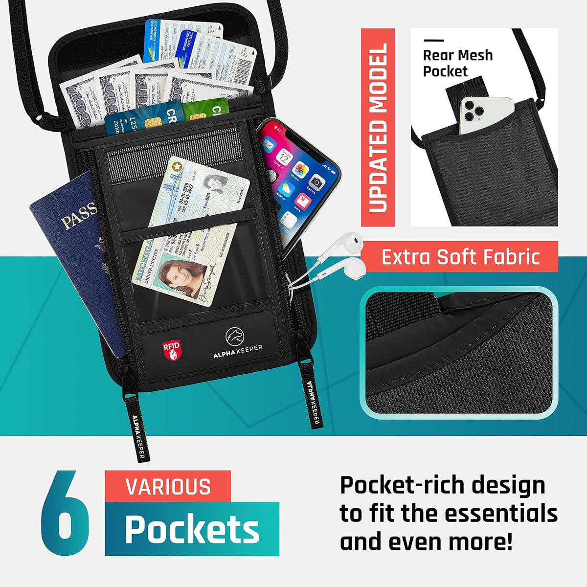 Neck Wallet, Travel Pouch For Passport Holder And Documents, Travel Neck Wallet For Traveling Women