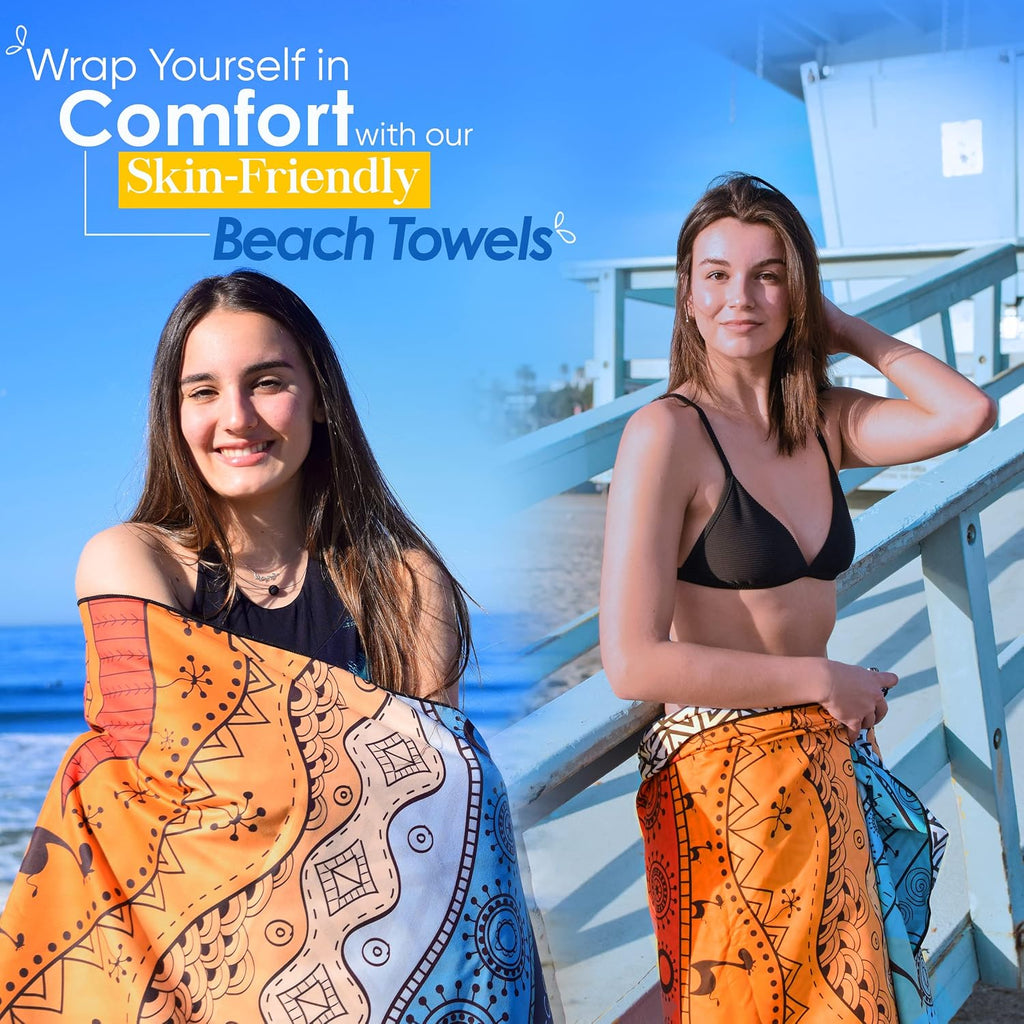 ECCOSOPHY Microfiber Beach Towel - Quick Dry, Sand Free and Oversized 71x35