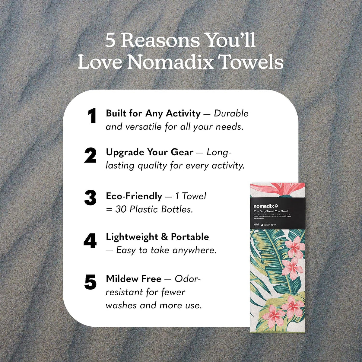 Nomadix Original Towel - Perfect for Beach, Pool, Travel, Camping, Yoga - Made with Recycled Materials - Super Absorbent - Sand Resistant -Palms Pink - 72.5" x 30"