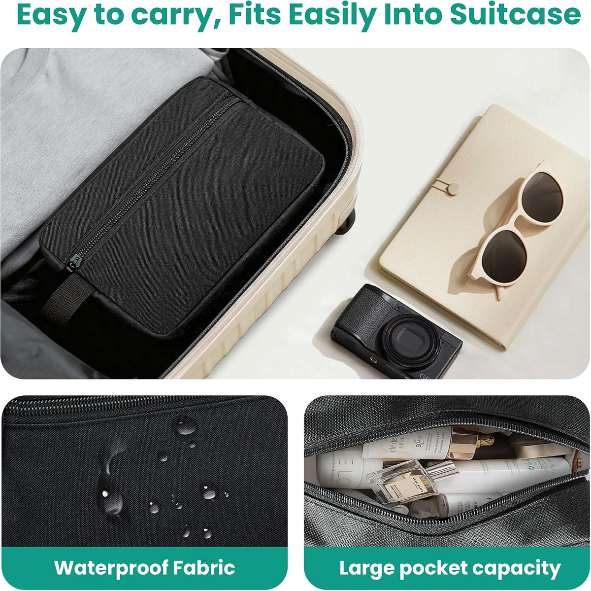 Travel Toiletry bag for Women and Men,Small Cosmetic Bag Hanging Lightweight Makeup Bag Small Tool Bag Travel Organizer accessories for Women Men - Light Blue