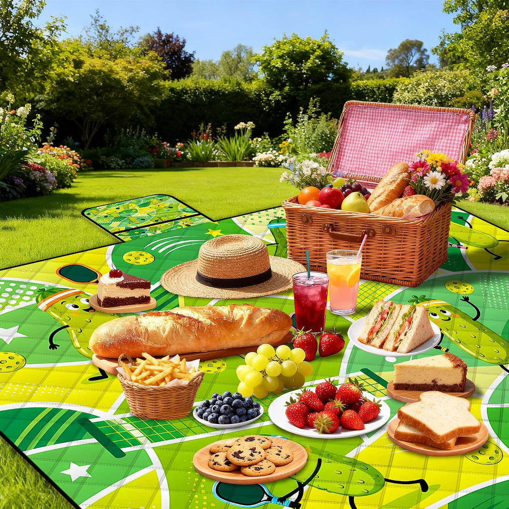 Extra Large Picnic Blanket Waterproof,80"x 80"Foldable Machine Washable Outdoor Blanket,Cucumber Beach Blanket for 6-8 Adults,Picnic Mat Suitable for Indoor Crawling,Park Beach,Camping,Hiking,Travel