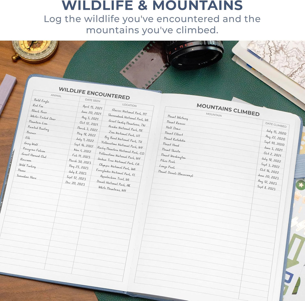 Clever Fox Hiking Journal for Women & Men, Trail Log Book, Smoke Blue