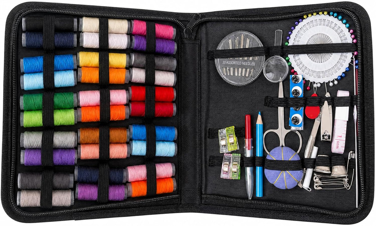 Gippome Sewing Kit for Adults, 131 Pcs Portable Beginners Needle Thread Kit