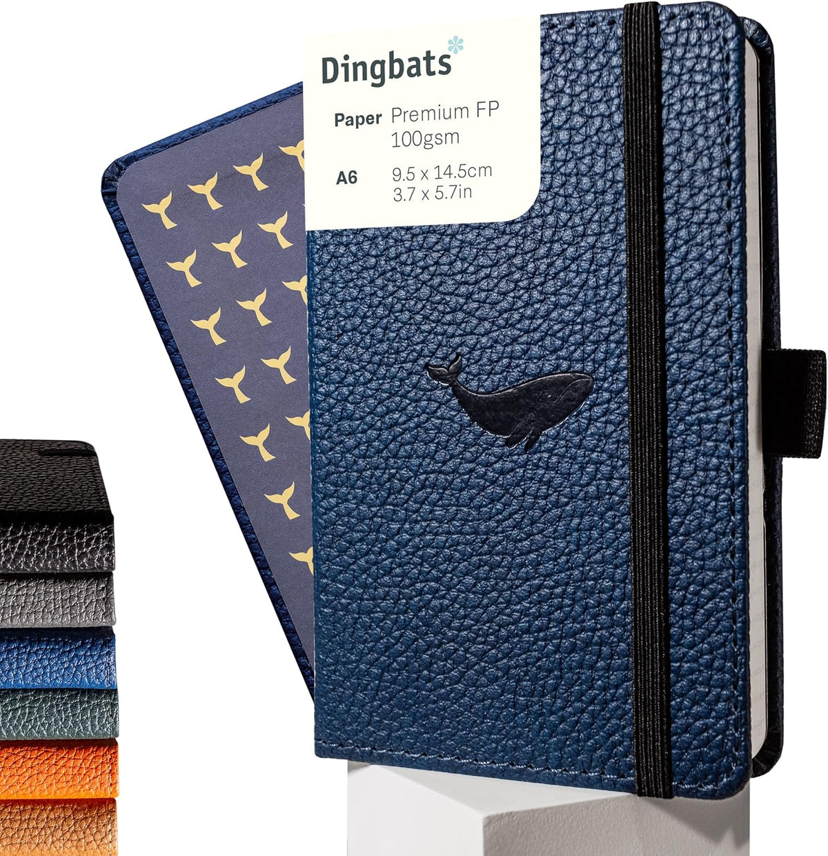 Wildlife A6 Grid Pocket Notebook - PU Leather Hardcover Small Journal for Work, Travel - Pocket, Elastic Closure, Pen Holder, Bookmark