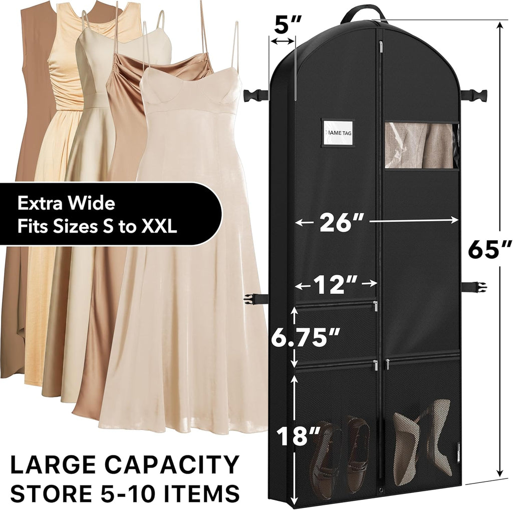 Simple Houseware 65" Travel Garment Bag with Pockets, Heavy Duty Suit Bag