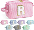 YOOLIFE Birthday Gifts for 6 7 8 9 10 11 12 13 14 15 Year Old Teen Girl - Initial Makeup Bag Letter Toiletry Pouch Cosmetic Case, Personalized Teen Girl Gifts Trendy Stuff Party Favor, Pink R