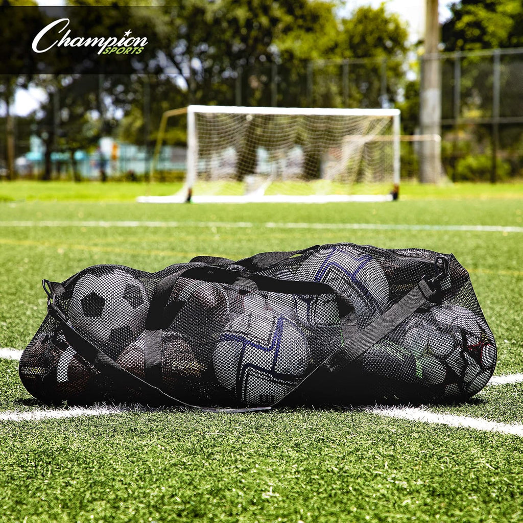 Champion Sports Mesh Duffle Bag – Oversized Breathable Gear Bag with Zipper & Shoulder Strap for Sports, Gym & Travel