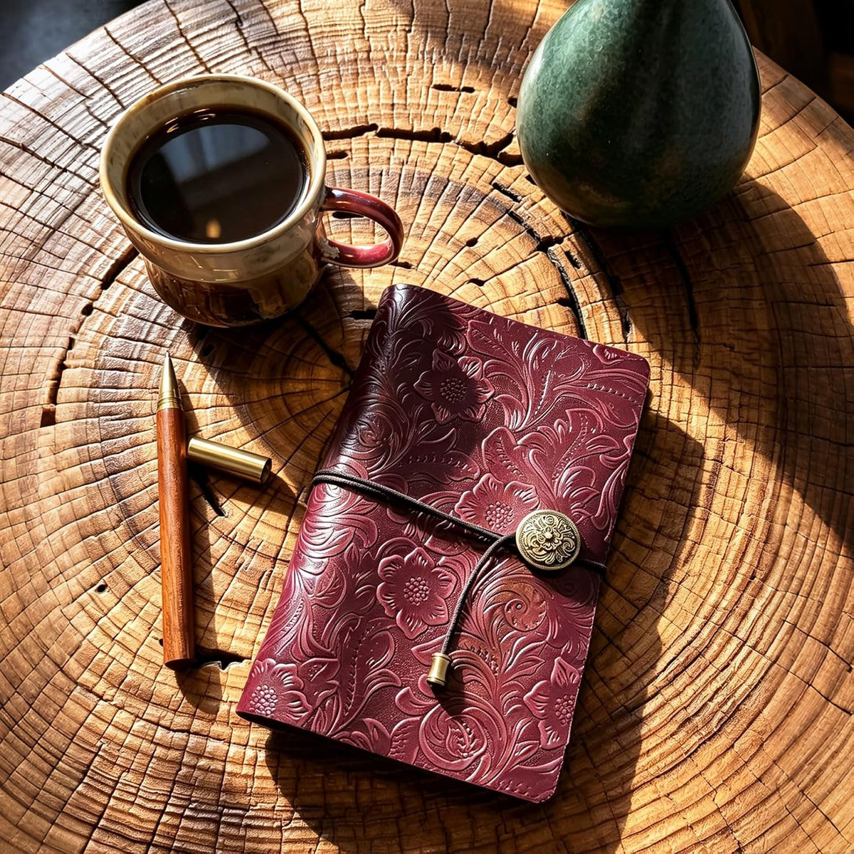 Refillable Leather Journal, Travelers Notebook Cover A6, Purple