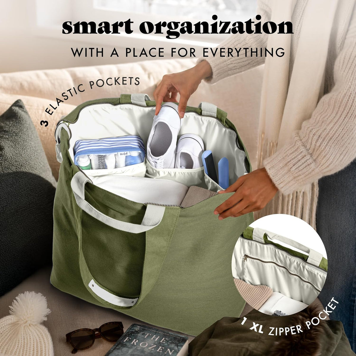 Fit & Fresh All The Things XL Tote Bag for Women, Beach Bag & Weekender