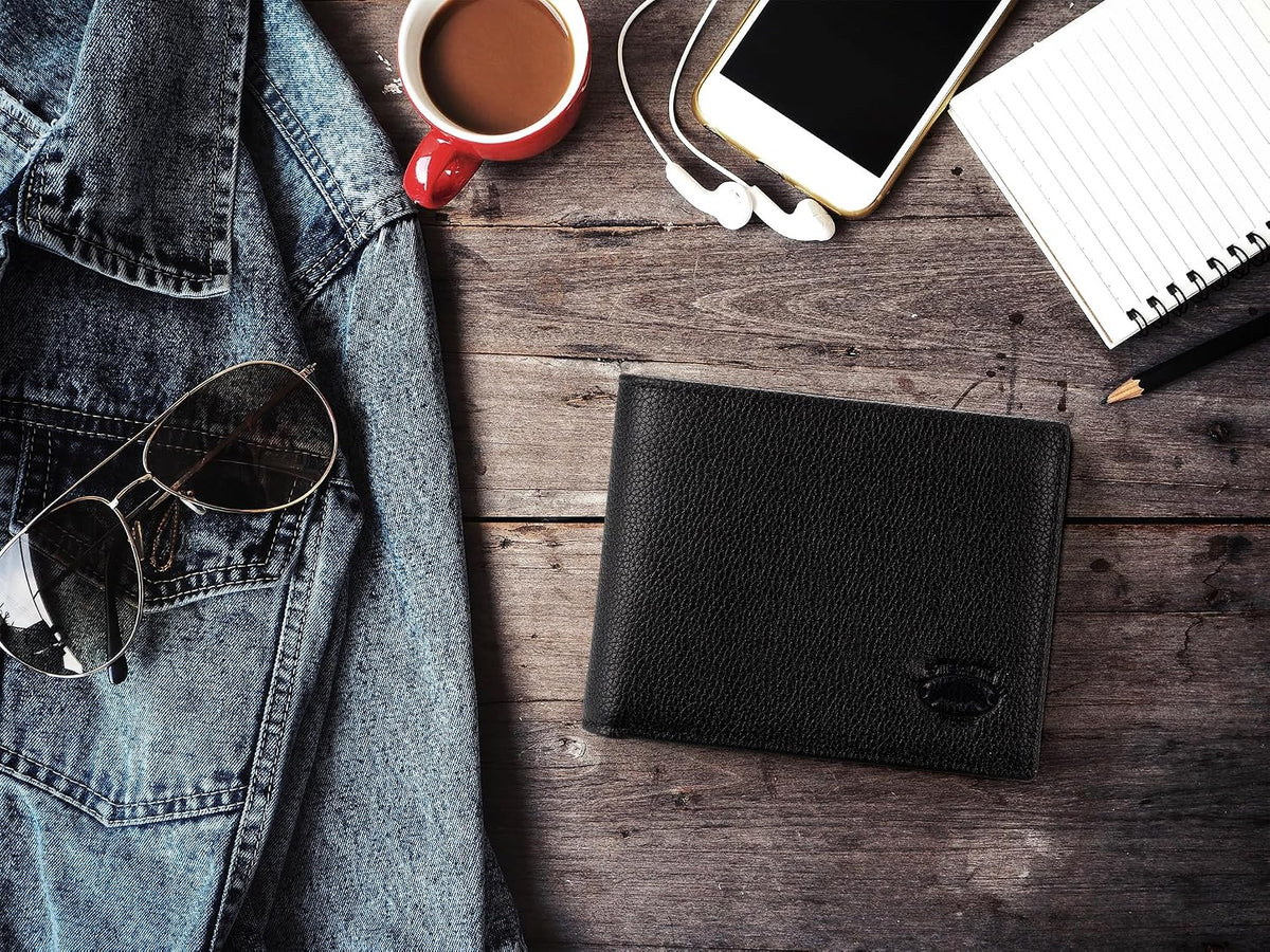 Stealth Mode Leather Bifold Wallet for Men With ID Window and RFID Blocking