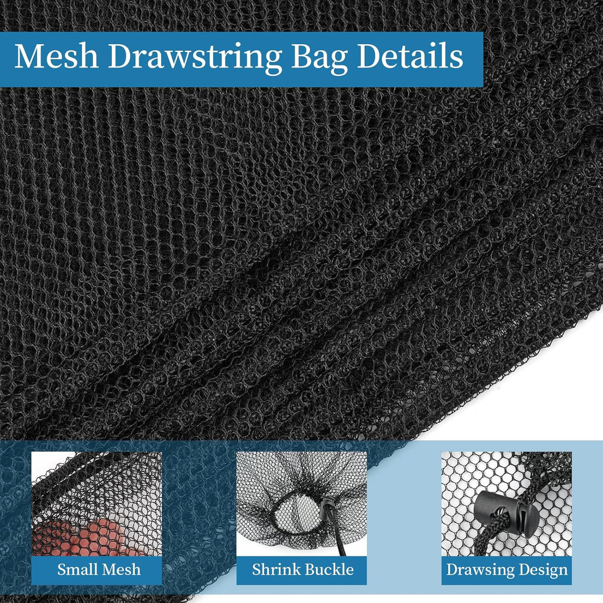 6 Pack Mesh Bag Drawstring for Storage,23 x 47 Inch Net Bags with Lock