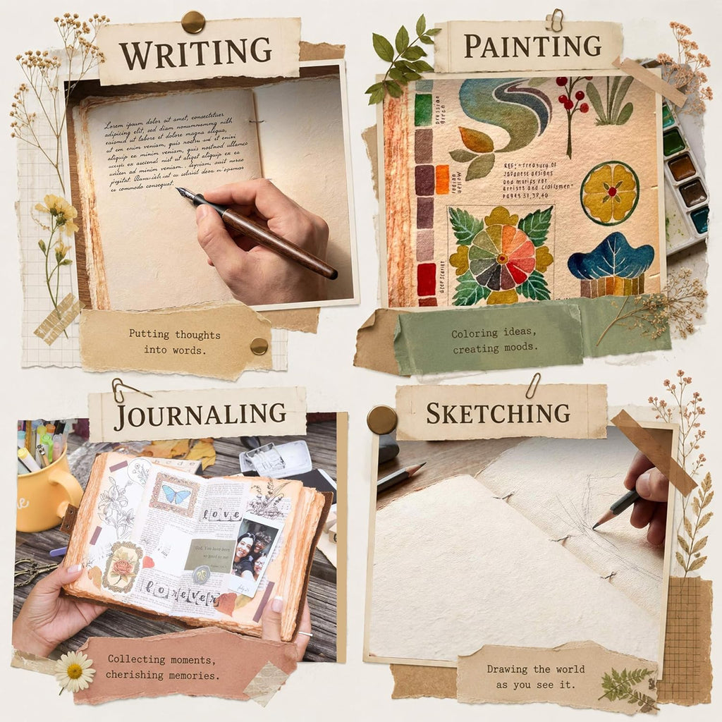 LEATHER VILLAGE Gift Journal For Women Floral Embossed, Mustard Yellow 8x6.