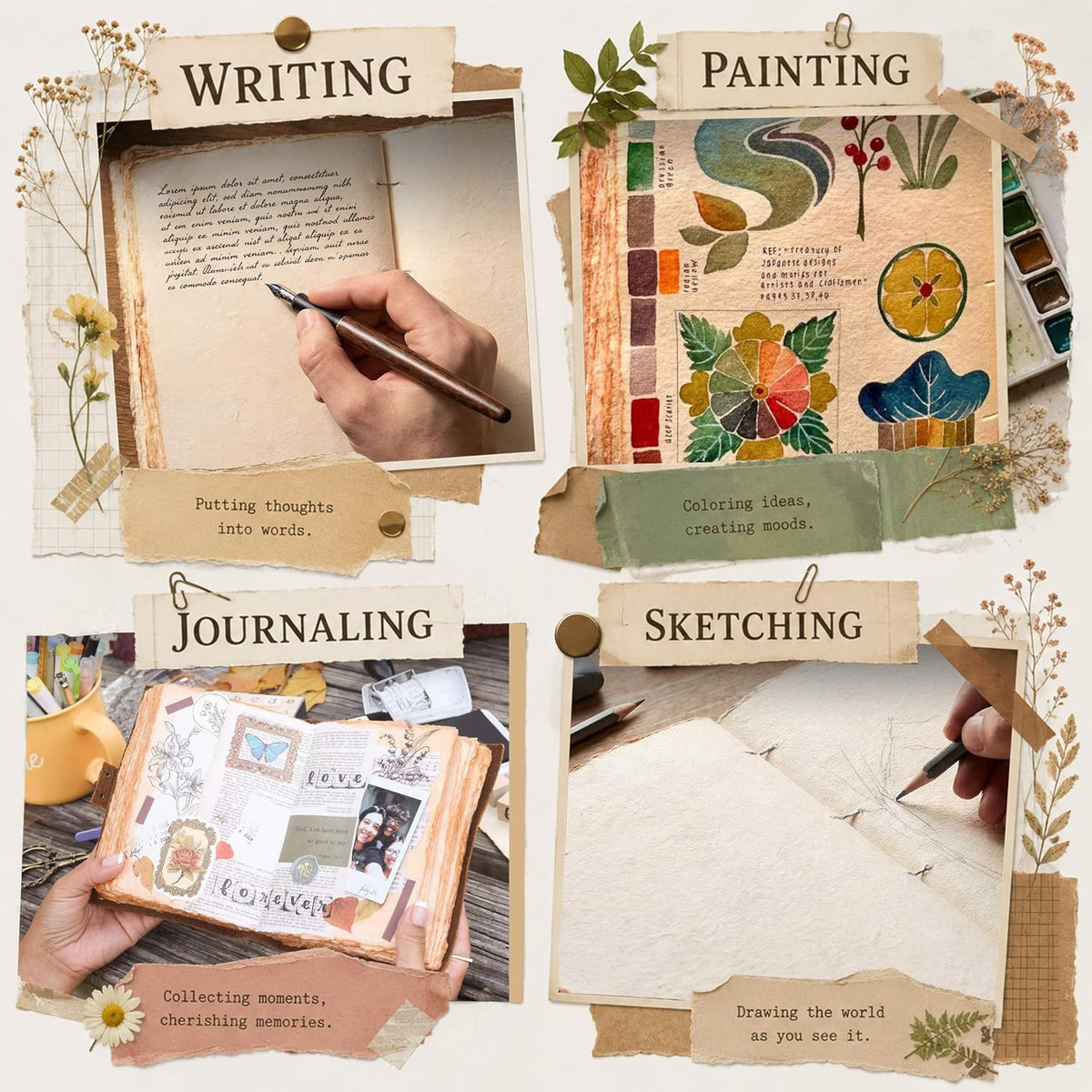 LEATHER VILLAGE Gift Journal For Women Floral Embossed, Mustard Yellow 8x6.
