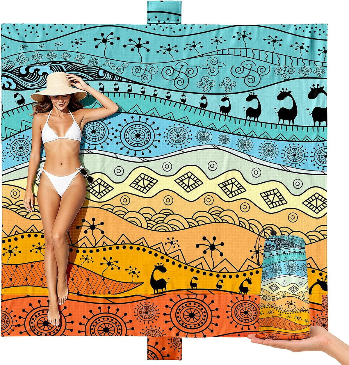 Waterproof Sandproof Beach Blanket Extra Large 79"x79"