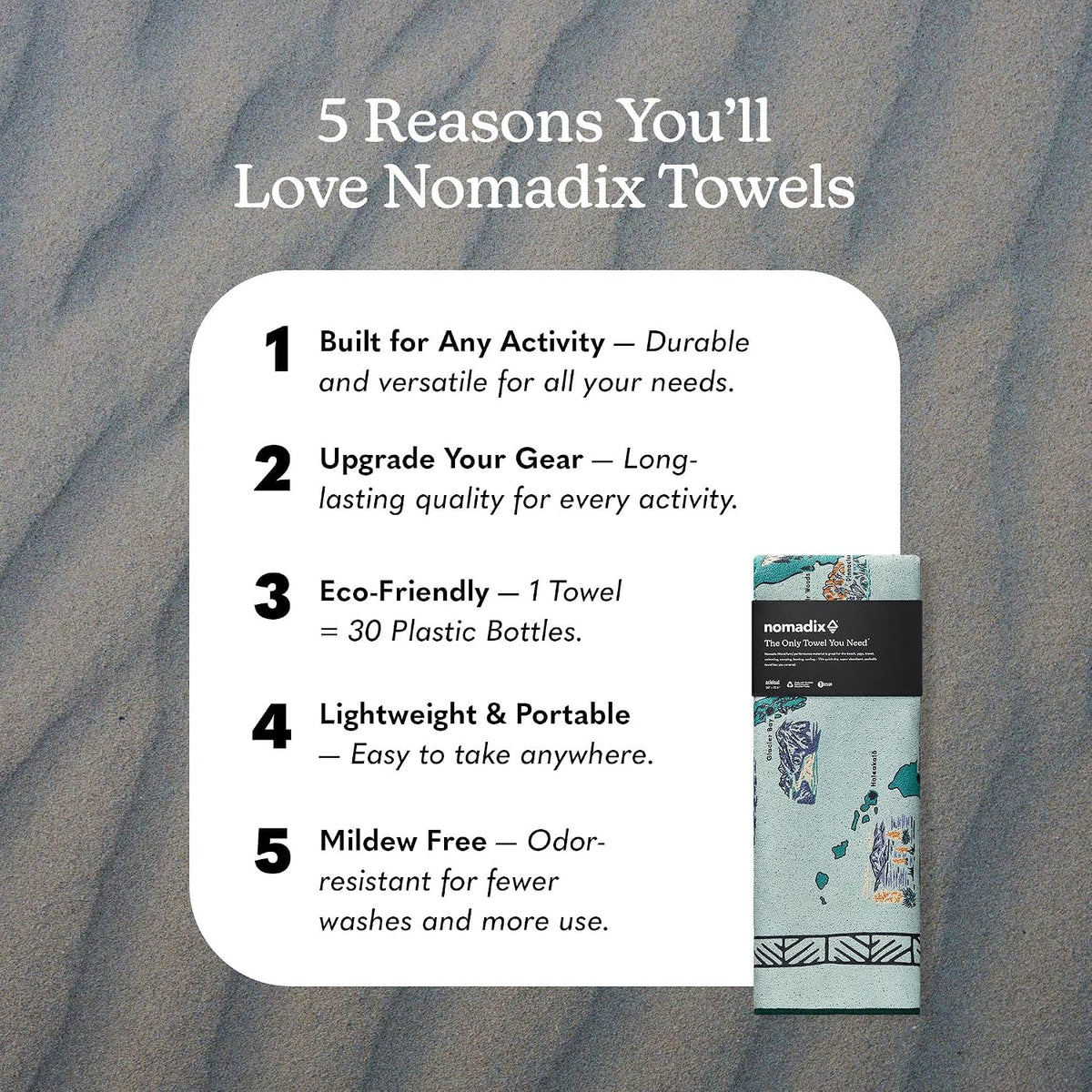 Nomadix Original Towel - National Parks- Perfect for Beach, Pool, Travel, Camping, Yoga - Made with Recycled Materials - Super Absorbent - Sand Resistant