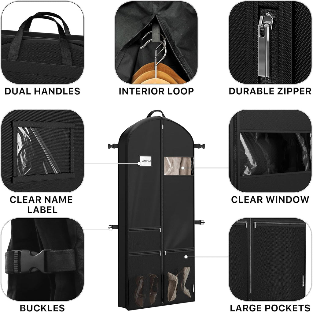 Simple Houseware 65" Travel Garment Bag with Pockets, Heavy Duty Suit Bag