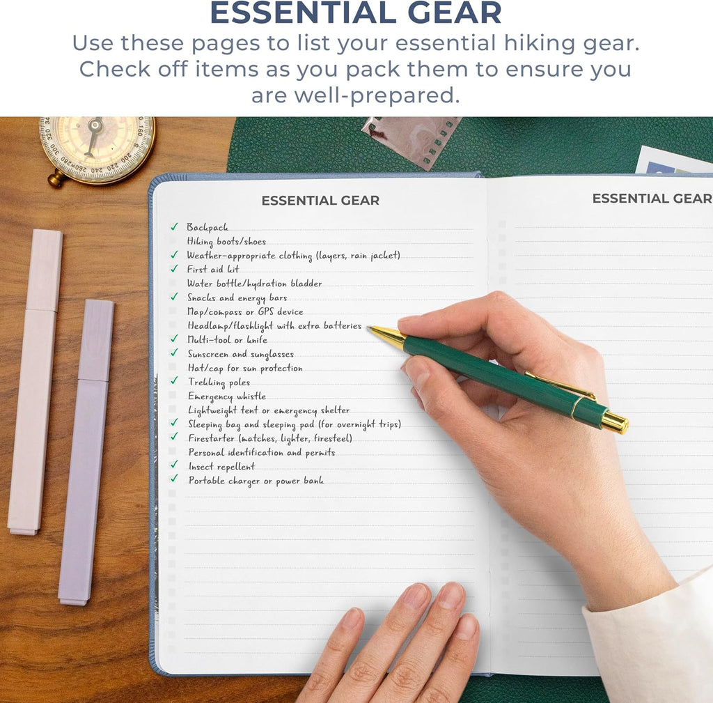 Clever Fox Hiking Journal for Women & Men, Trail Log Book, Smoke Blue