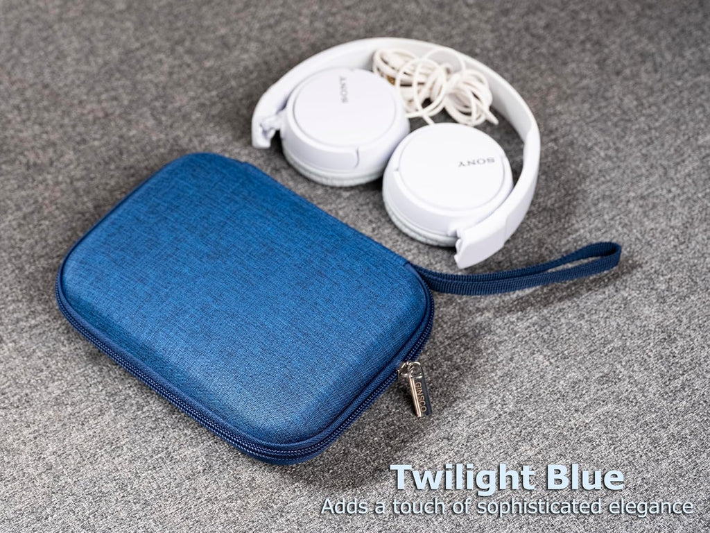 Ginsco Slim Protect Case Compatible with Sony ZX Series Wired On-Ear Headphones, MDR-ZX110 / MDR-ZX110AP / MDRZX110NC / MDR-ZX310AP, Hard Shell Travel Carrying Headphone Case (Blue-S)