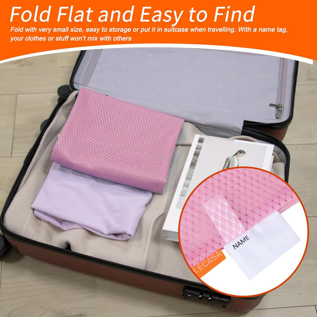 Polecasa 2 Pack Heavy Duty Diamond Mesh Laundry Bag, 24x36", Pink