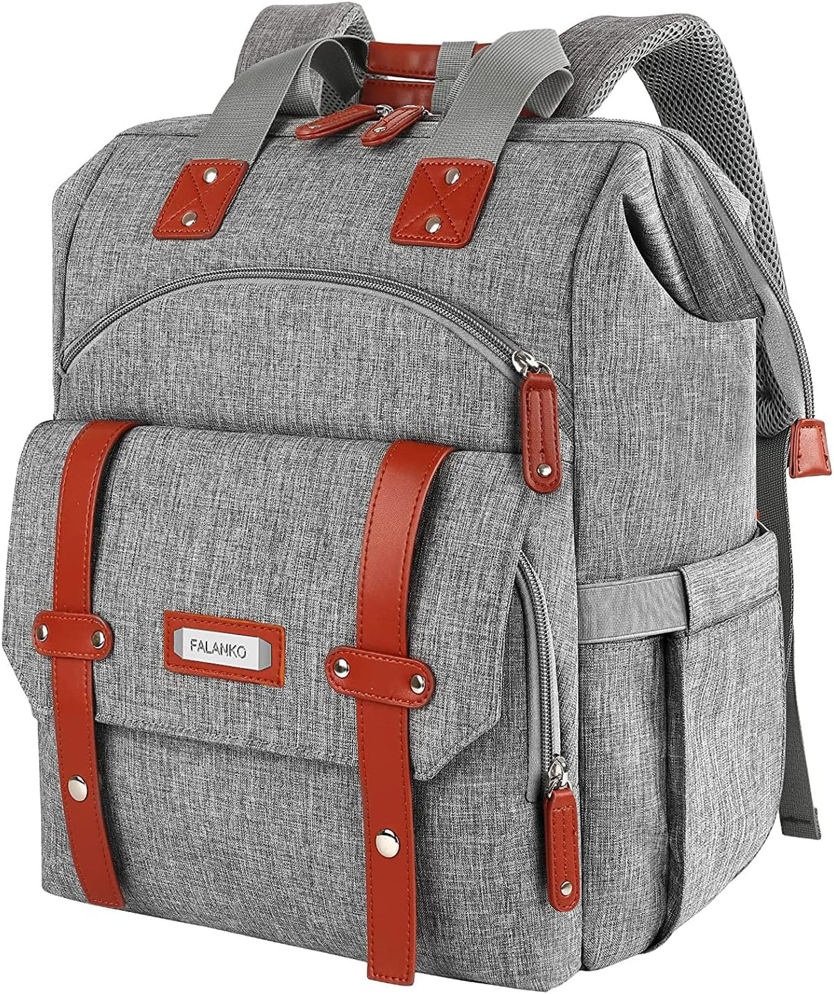 FALANKO Laptop Backpack for Women, Work Doctor Teacher Nurse Wide Open College School Student 17.3 Inch Laptops Bookbag Purse Travel RFID Computer Bag for Men Women Girls Grey
