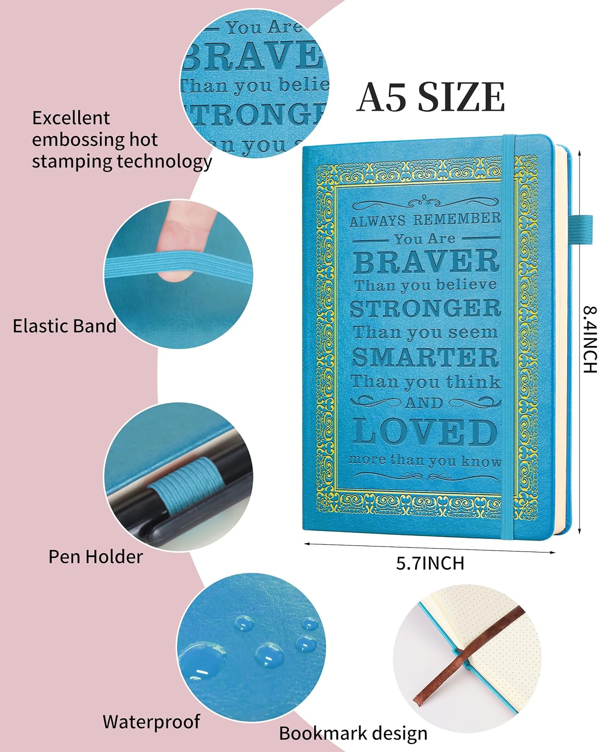 JOHSBYD Light blue Journal for Women - Dotted Journal Notebook