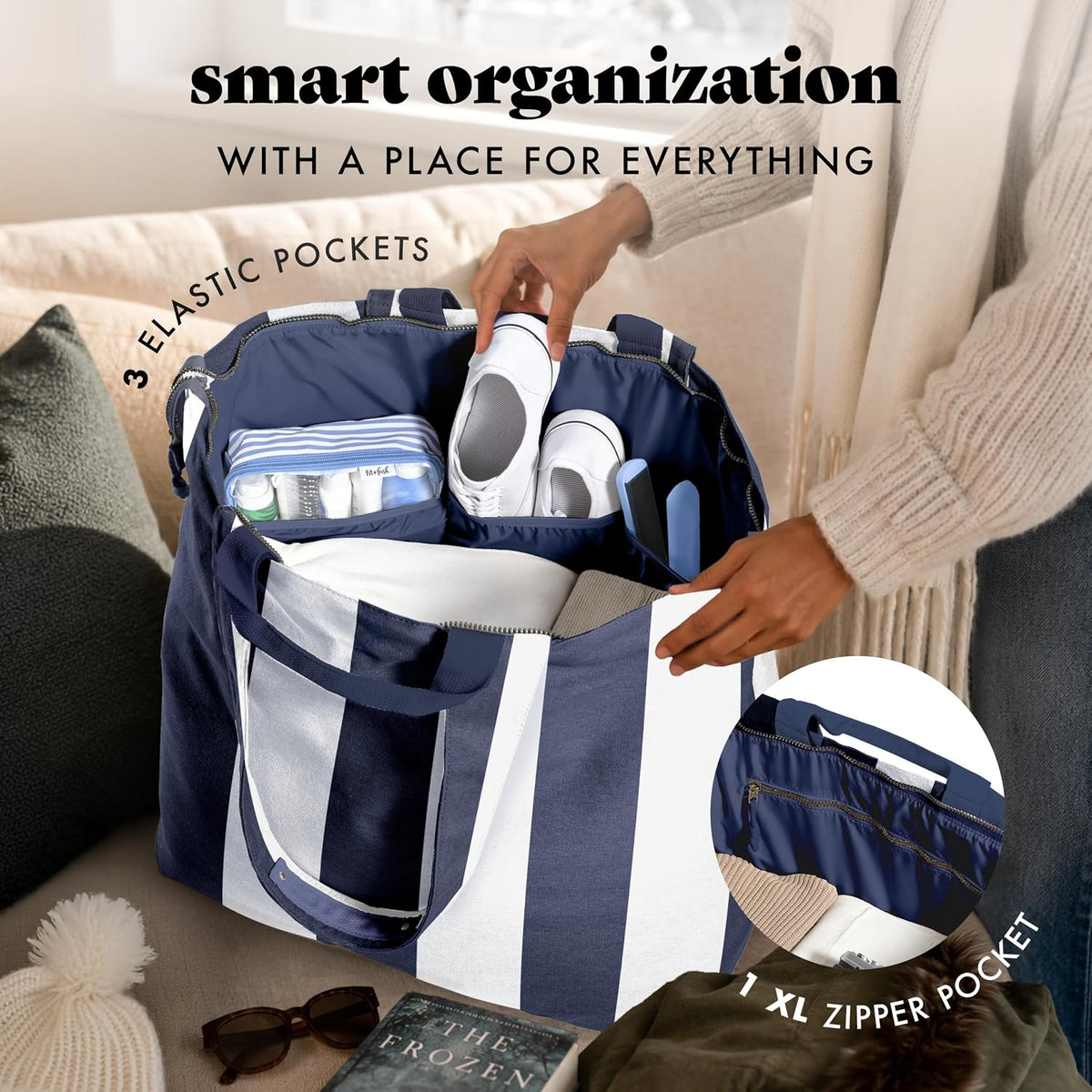 Fit & Fresh All The Things XL Tote Bag for Women, Beach Bag & Weekender
