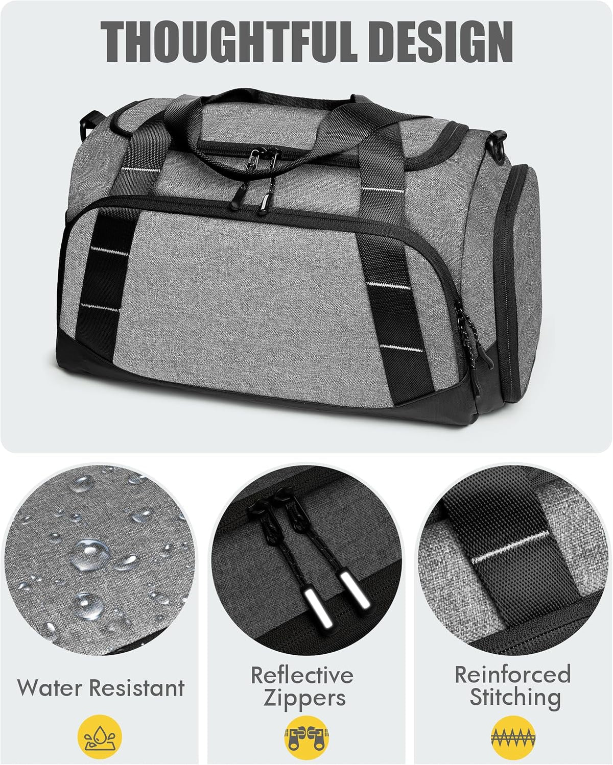 Small Gym Bag for Men, Travel Duffle Bag with Shoe Compartment