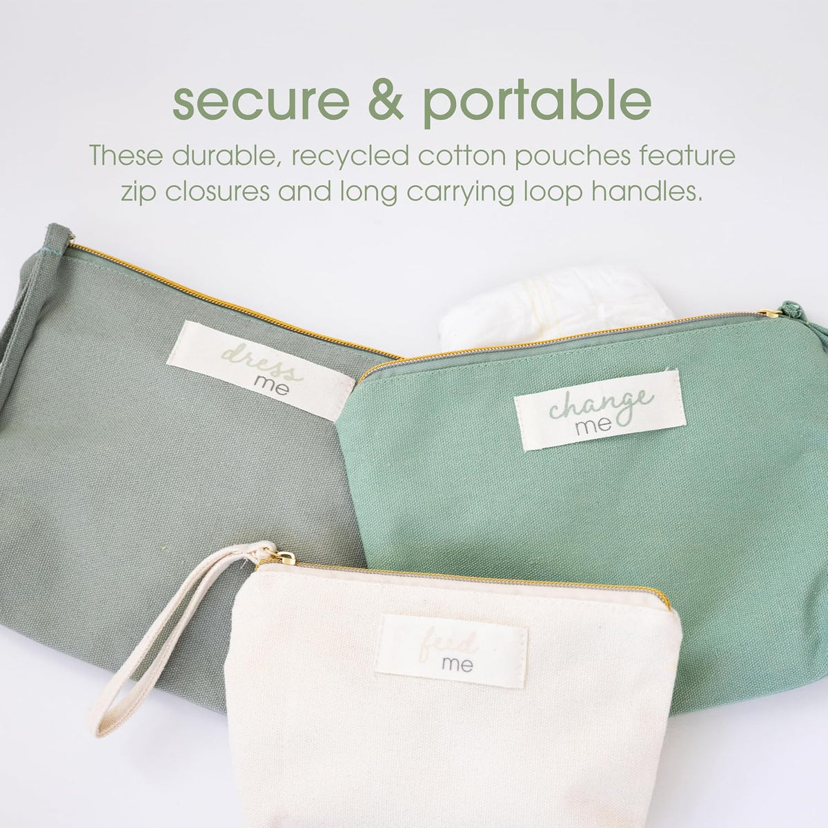 Pearhead Baby Diaper Bag Organizing Zipper Pouches, Set of 3
