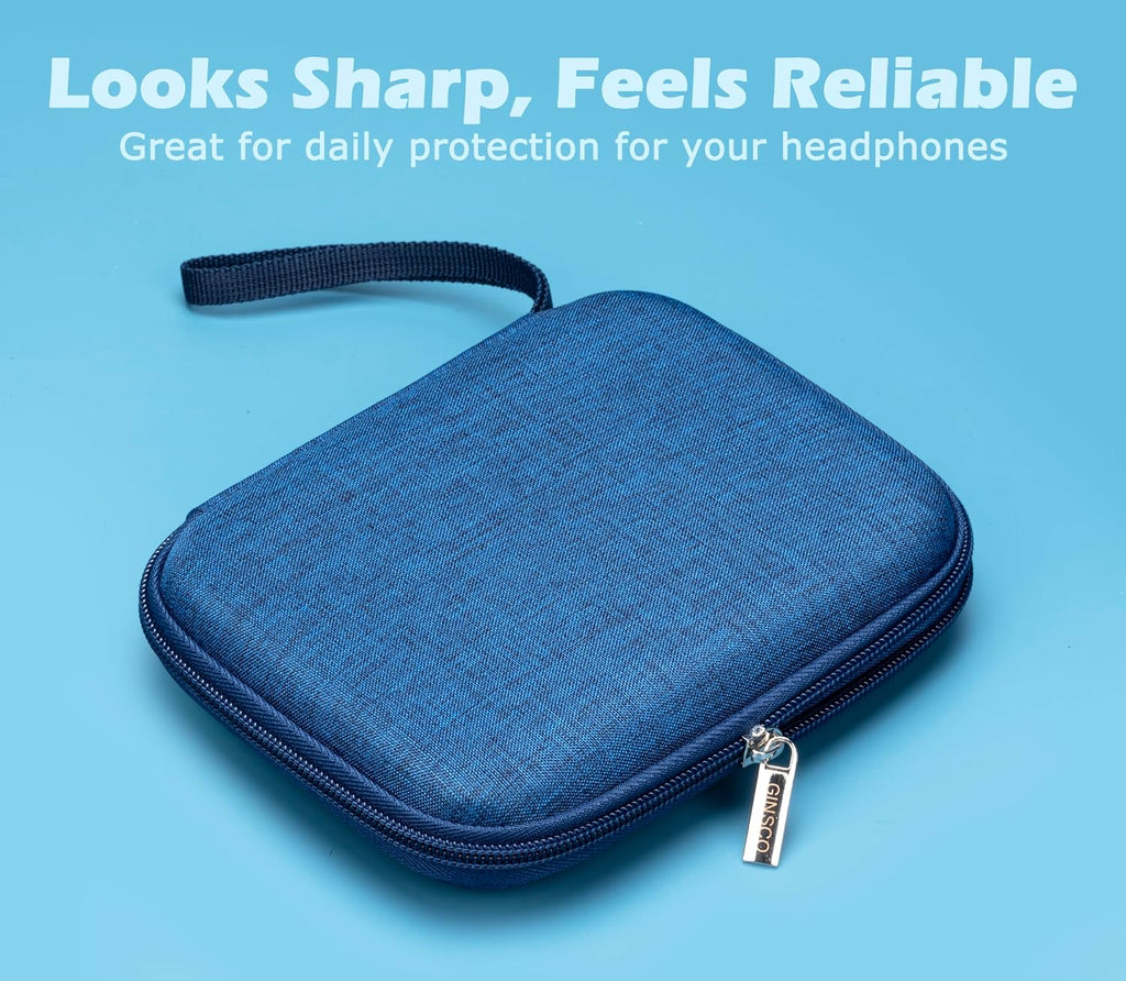 Ginsco Slim Protect Case Compatible with Sony ZX Series Wired On-Ear Headphones, MDR-ZX110 / MDR-ZX110AP / MDRZX110NC / MDR-ZX310AP, Hard Shell Travel Carrying Headphone Case (Blue-S)