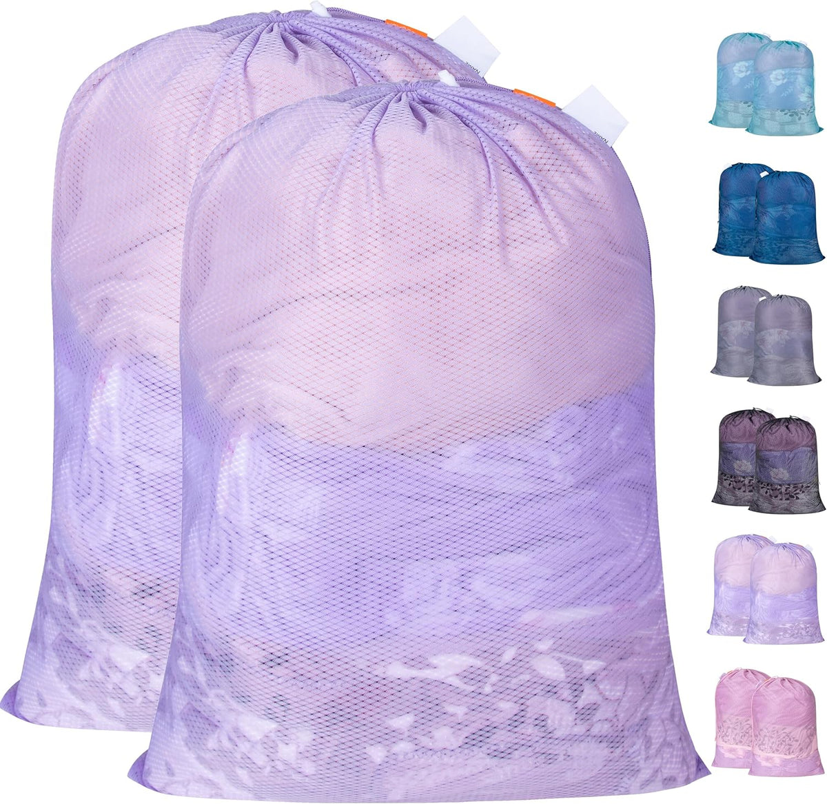 Polecasa 2 Pack Heavy Duty Diamond Mesh Laundry Bag, 24x36", Purple