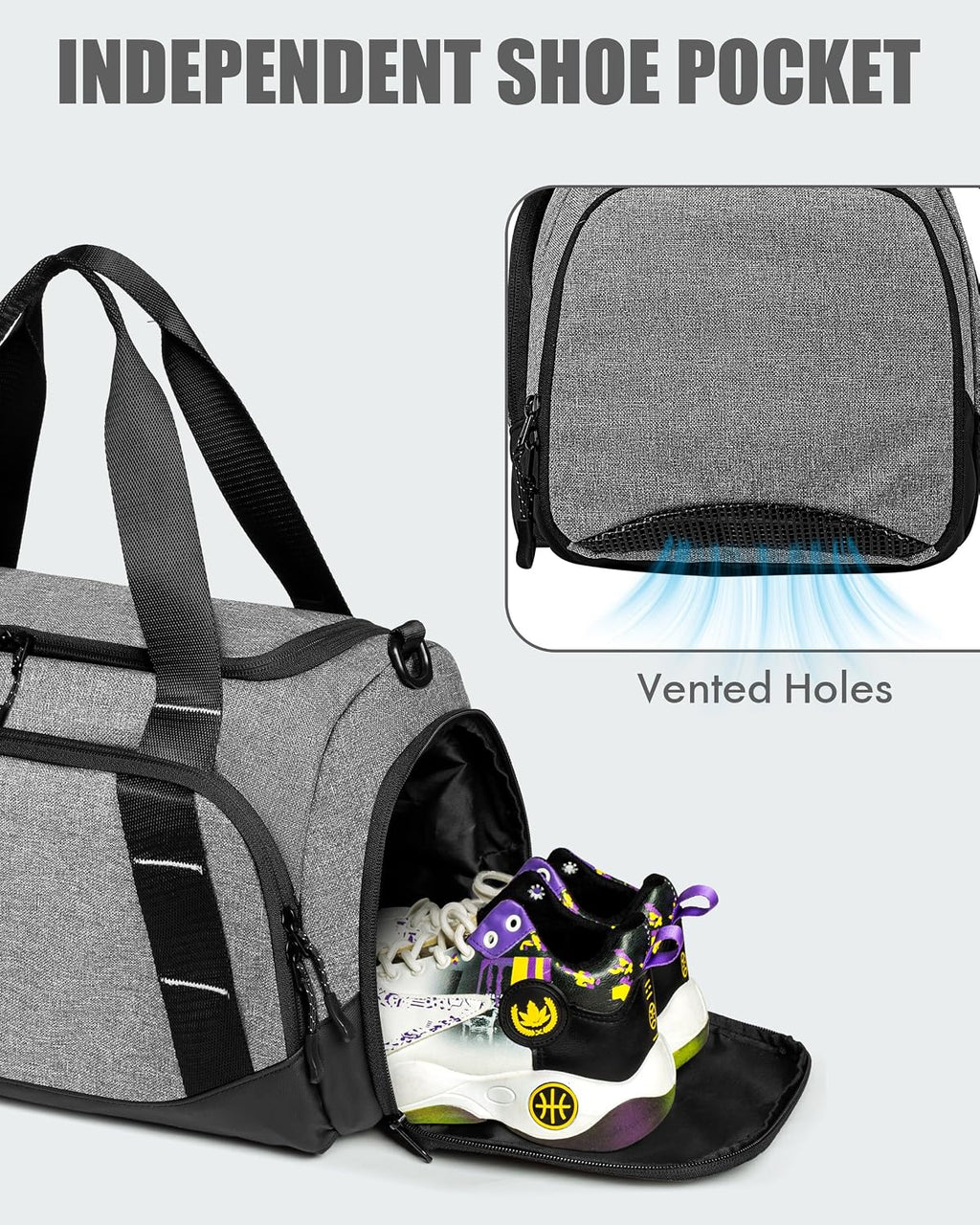 Small Gym Bag for Men, Travel Duffle Bag with Shoe Compartment