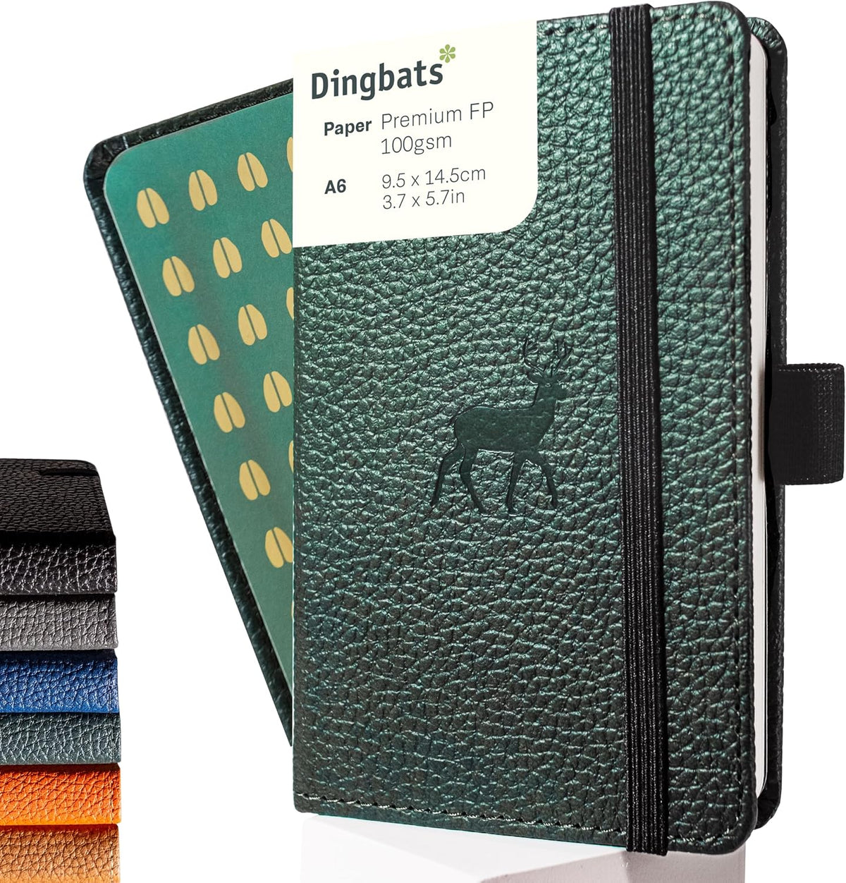 Dingbats* Wildlife A6 Lined Pocket Notebook - PU Leather Hardcover - Small Writing Journal for Work, Travel - Pocket, Elastic Closure, Bookmark