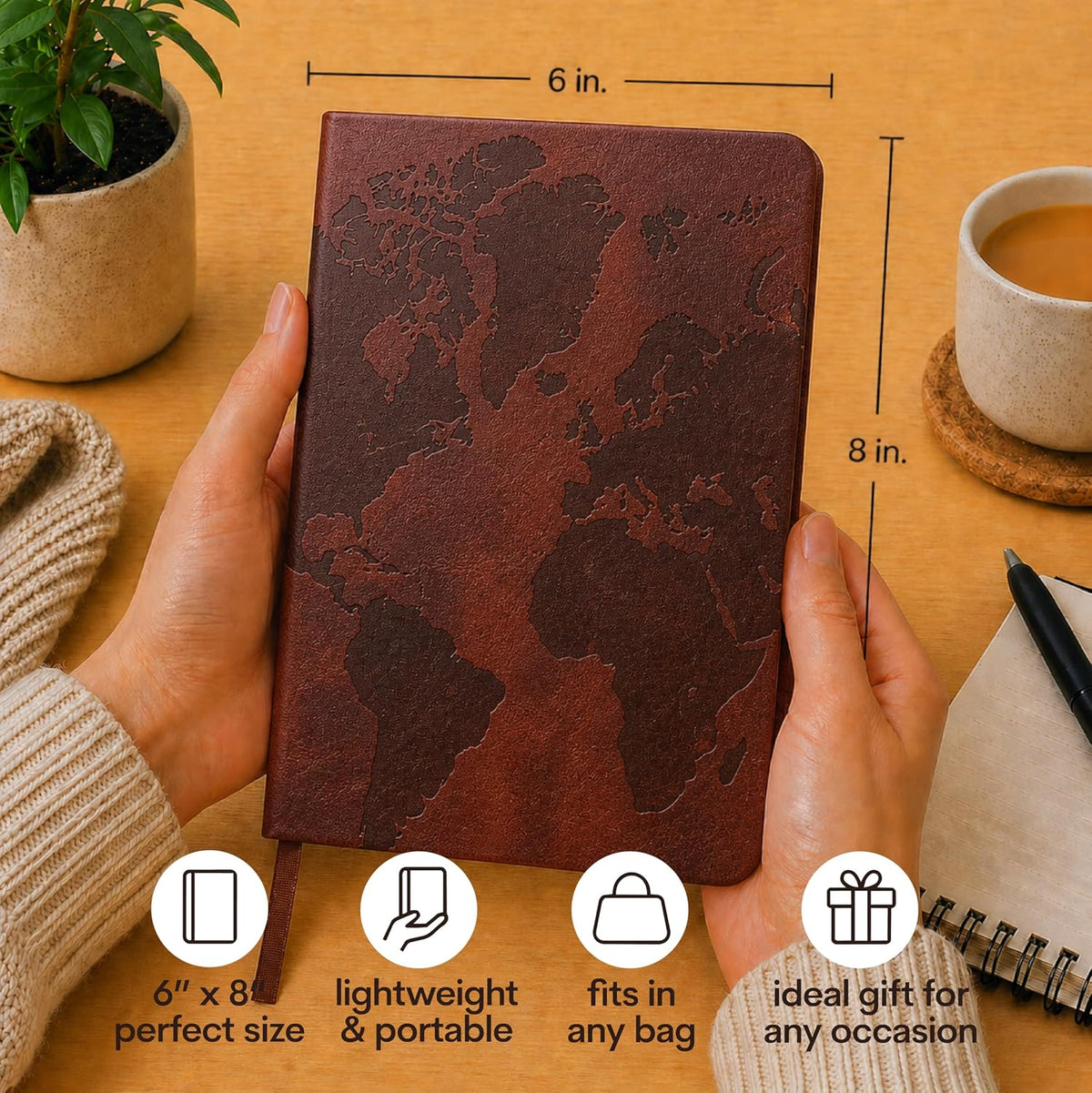 WORLD TRAVELER Eccolo 6x8 A5 Lined Journal - 256 Page Lay Flat Notebook