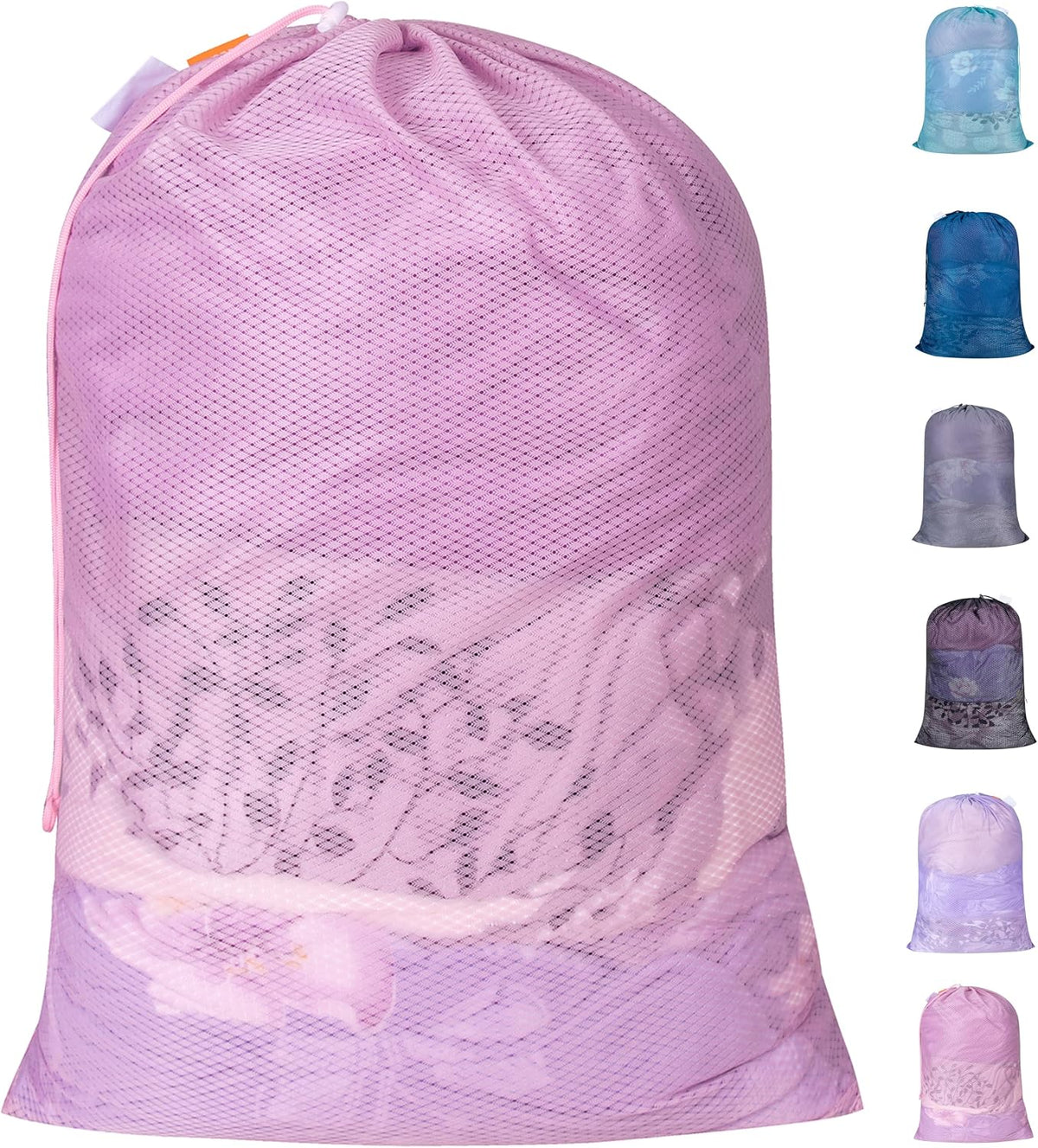 Polecasa Heavy Duty Diamond Mesh Laundry Bag, 24x36", Pink