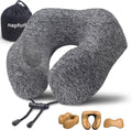 napfun Neck Pillow for Travel, Memory Foam Airplane Pillow, Full Grey