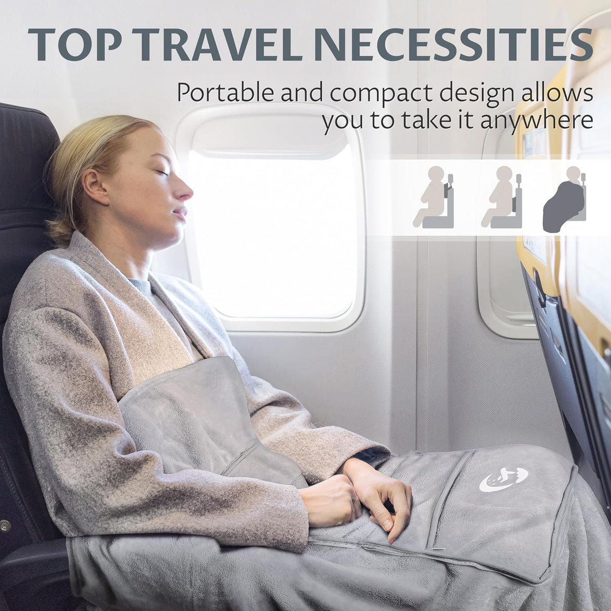 Tirrinia Travel Blanket Airplane Compact with Bag, Travel Pillow Blanket