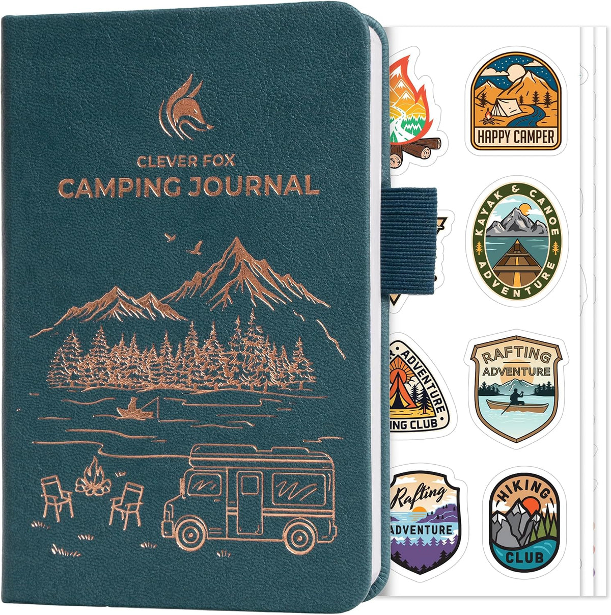 Clever Fox Camping Journal, RV Travel Log Book, 3.7" x 5.6" Deep Sea