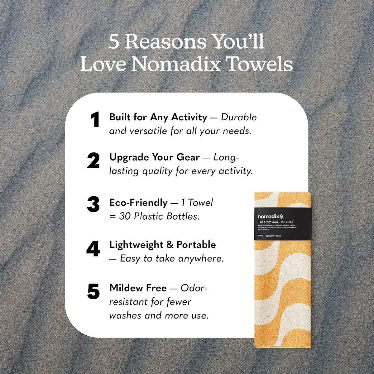 Nomadix Original Towel - Perfect for Beach, Pool, Travel, Camping, Yoga - Made with Recycled Materials - Super Absorbent - Sand Resistant (Copacabana Mango)