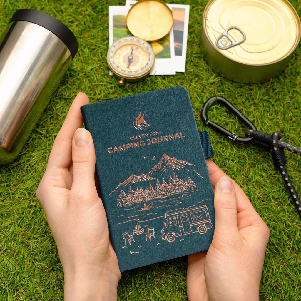 Clever Fox Camping Journal, RV Travel Log Book, 3.7" x 5.6" Deep Sea