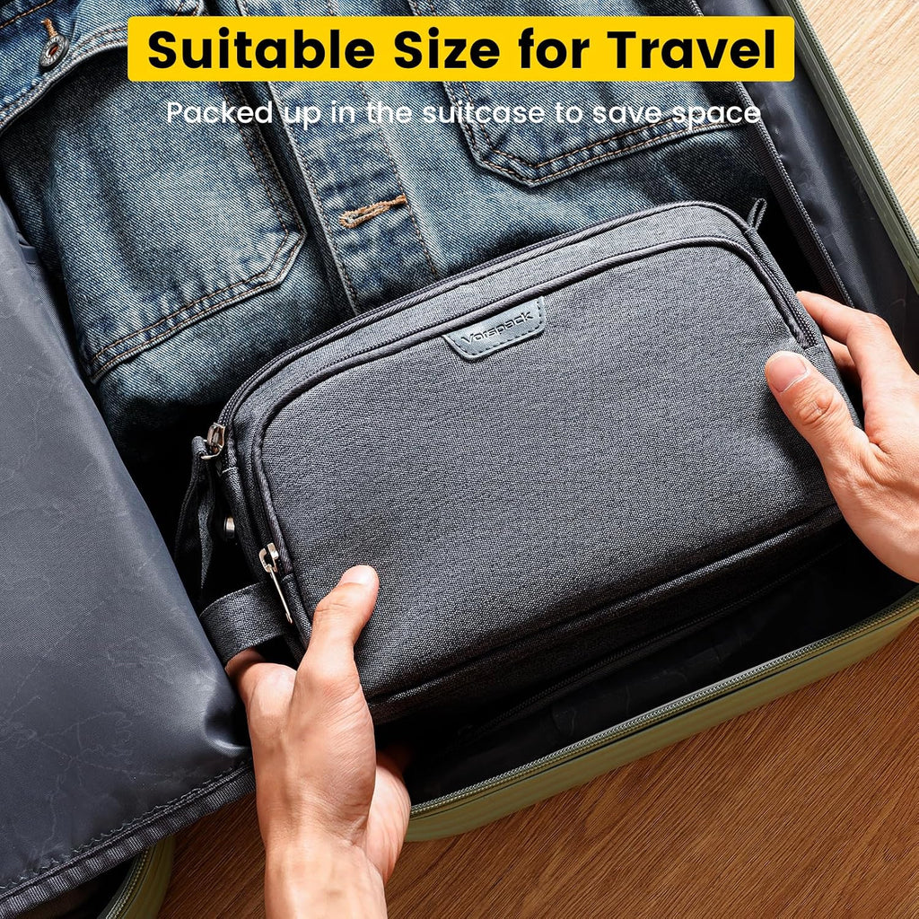 Vorspack Travel Toiletry Bag with Organized Compartment, Medium, Grey