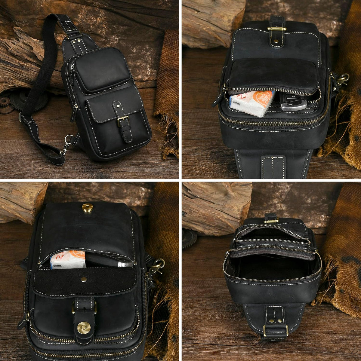 Le'aokuu Outdoor Casual Travel Hiking Crossbody Chest Sling Bag Rig One Shoulder Strap Bag Backpack 1315