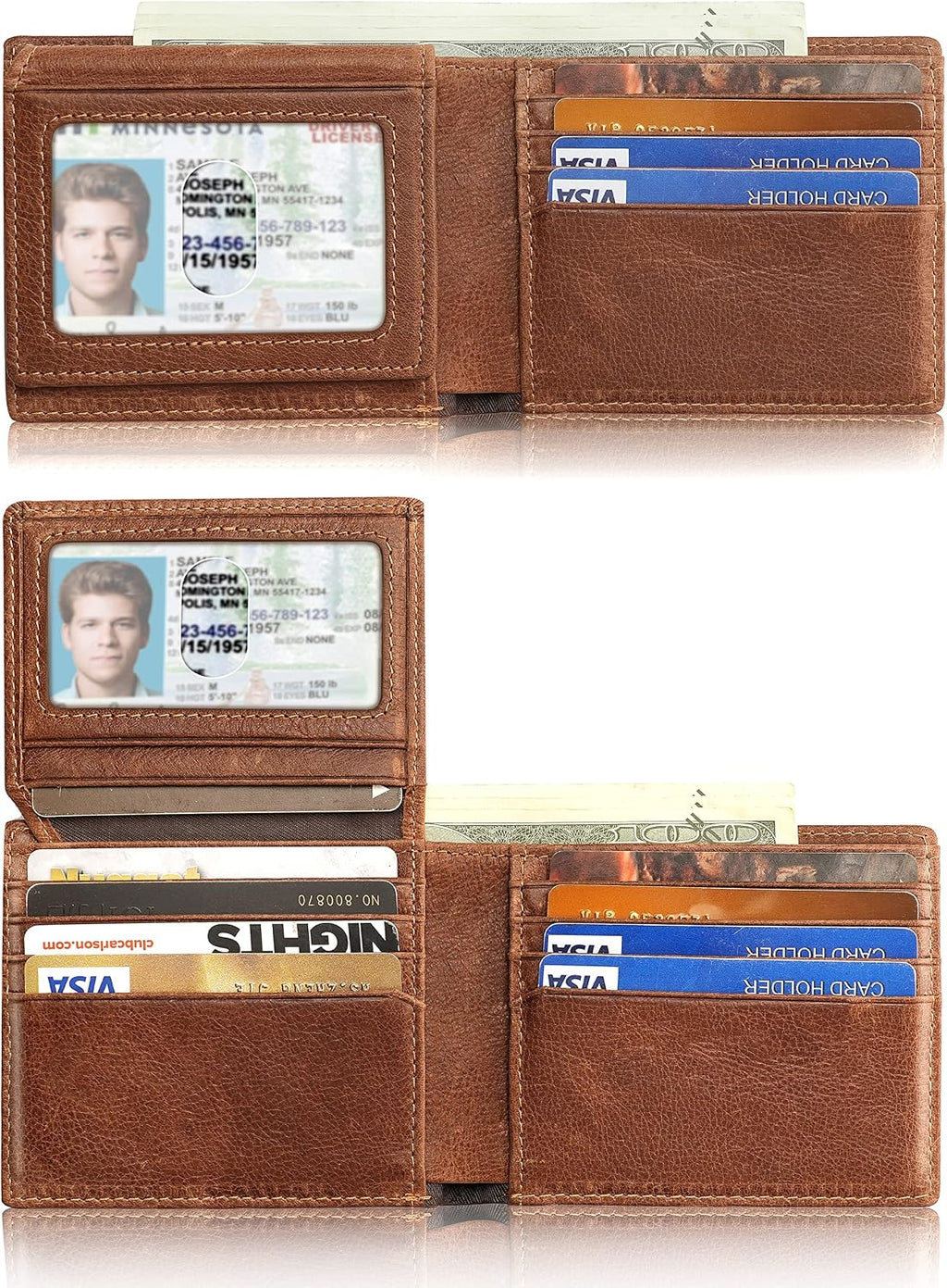 Artpaxy Mens Wallet With AirTag Holder, Bifold Leather RFID Blocking 1-2 ID Windows 12-13 Card Holders, Gift Box and Screen Protector Included, AirTag Not Included
