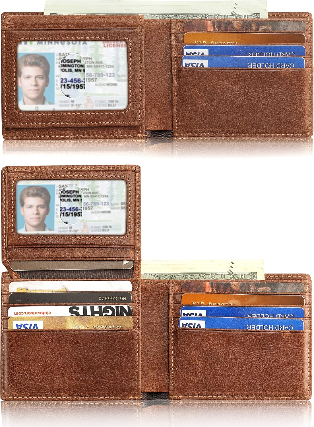 Artpaxy Mens Wallet With AirTag Holder, Bifold Leather RFID Blocking 1-2 ID Windows 12-13 Card Holders, Gift Box and Screen Protector Included, AirTag Not Included