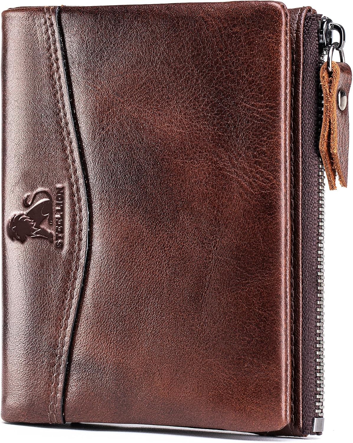 Wallet for Women, RFID Blocking Leather Zip Wallet, 10 Card Slots