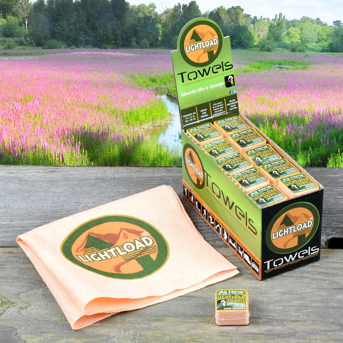 Lightload Towels X Strength Compressed for Easy Travel and Storage Superabsorbent Quick Dry Multiuse 12x12" .2 oz. (50 piece Box)