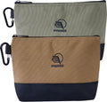2-Pack 10.5" Heavy-Duty Tool Pouch, 1680D Nylon, Zipper, Green Khaki